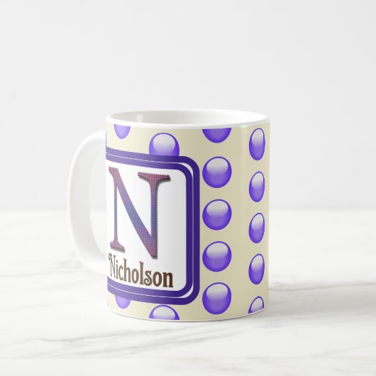 Anfangsbuchstabe N Blue Polka Dot Kaffeetasse (Vorderseite Links)