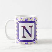 Anfangsbuchstabe N Blue Polka Dot Name Kaffeetasse (Links)