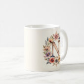 Anfangsbuchstabe N Flower boho floral Tasse (VorderseiteRechts)