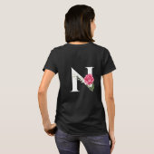 Anfangsbuchstabe N in weiß mit rosa Rose T-Shirt (Schwarz voll)