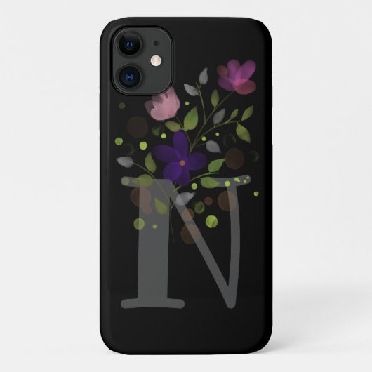 Anfangsbuchstabe N Plus Blumendesign Case-Mate iPhone Hülle (Rückseite)