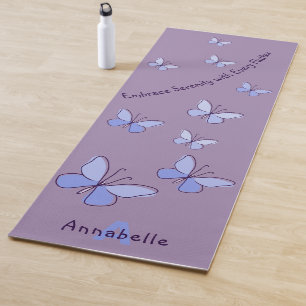 Anfangsbuchstabe & Name Blaue Schmetterlings-Flatt Yogamatte