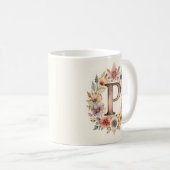 Anfangsbuchstabe P Flower Boho Blumen Tasse (VorderseiteRechts)
