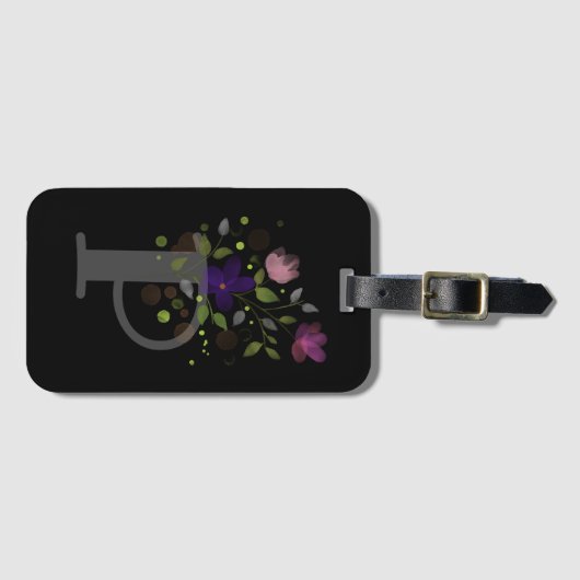 Anfangsbuchstabe P Plus Gepäckstück für Blumenmust Gepäckanhänger (Vorderseite (Horizontal))