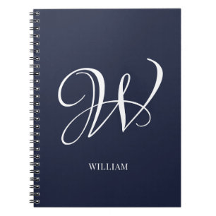 Anfangsbuchstabe Personalisiert Elegant Navy Blau  Notizblock