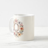 Anfangsbuchstabe Q Flower Boho Blumen Tasse (Vorderseite Links)