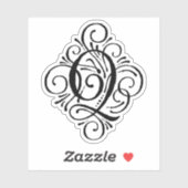 Anfangsbuchstabe Q: Monogramm Geblüht Aufkleber (Blatt)