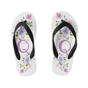 Anfangsbuchstabe Q Plus Blumendesign Kinderbadesandalen