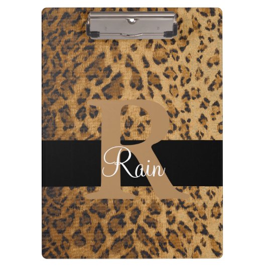Anfangsbuchstabe R Zwischenablage Leopard Monogram Klemmbrett (Vorderseite)