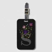 Anfangsbuchstabe S Plus Floral Design Gepäckmarke Gepäckanhänger (Vorderseite Vertikal)
