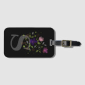 Anfangsbuchstabe S Plus Floral Design Gepäckmarke Gepäckanhänger (Vorderseite (Horizontal))