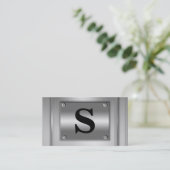 Anfangsbuchstabe-Silber-Metallblick-Visitenkarten Visitenkarte (Stehend Vorderseite)