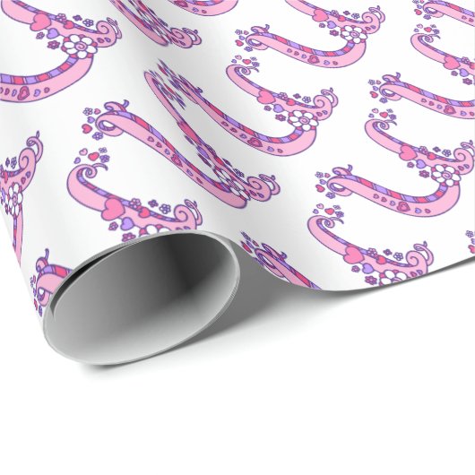 Anfangsbuchstabe U Monogramm rosa personalisierte Geschenkpapier (Rolleneckpunkt)