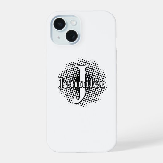 Anfangsbuchstabe und Name Custom iPhone 15 Hülle (Rückseite)