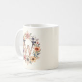 Anfangsbuchstabe W Flower Boho Blumen Tasse (Vorderseite Links)