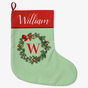 Anfangsbuchstabe Weihnachtskranz-Monogramm Großer Weihnachtsstrumpf