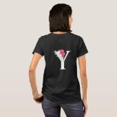Anfangsbuchstabe Y in Weiß mit rosa Rose T-Shirt (Schwarz voll)