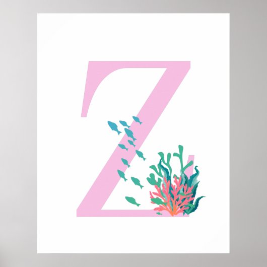 Anfangsbuchstabe Z Monogramm Rosa Teal Ozean Poste Poster (Vorne)