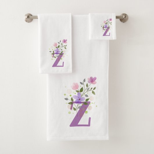 Anfangsbuchstabe Z plus florales Design Badhandtuch Set (Insitu)