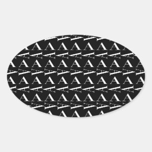 Anfangsbuchstaben A, Hintergrundfarbe auswählen Ovaler Aufkleber