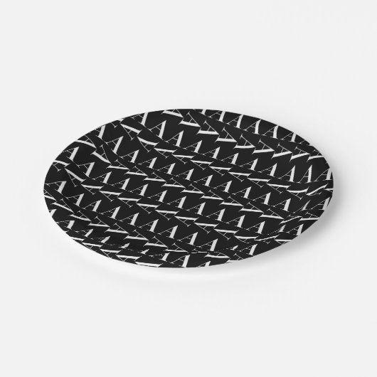 Anfangsbuchstaben A, Hintergrundfarbe auswählen Pappteller (Schrägansicht)