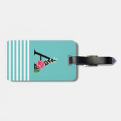 Anfangsbuchstaben A in weißer rosa Rose Gepäckanhänger (Rückseite horizontal)