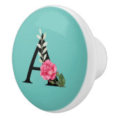 Anfangsbuchstaben A in weißer rosa Rose Keramikknauf (Rechts)