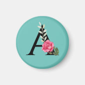 Anfangsbuchstaben A in weißer rosa Rose Magnet (Vorne)