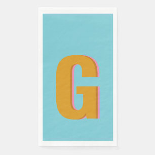 Anfangsbuchstaben Aqua und Mustard Retro Typografi Serviette