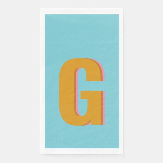 Anfangsbuchstaben Aqua und Mustard Retro Typografi Serviette (Vorderseite)