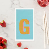 Anfangsbuchstaben Aqua und Mustard Retro Typografi Serviette (Beispiel)