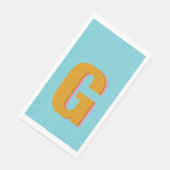 Anfangsbuchstaben Aqua und Mustard Retro Typografi Serviette (Ecke)
