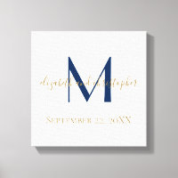 Anfangsbuchstaben Blue Gold Hochzeitdatum Geschenk