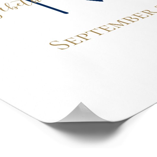 Anfangsbuchstaben Blue Gold Hochzeitdatum Geschenk Poster (Ecke)