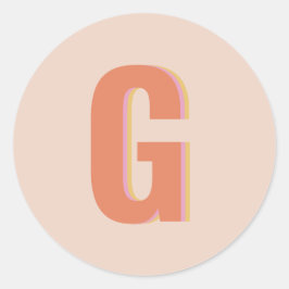 Anfangsbuchstaben Blush und Orange Retro Typografi Runder Aufkleber