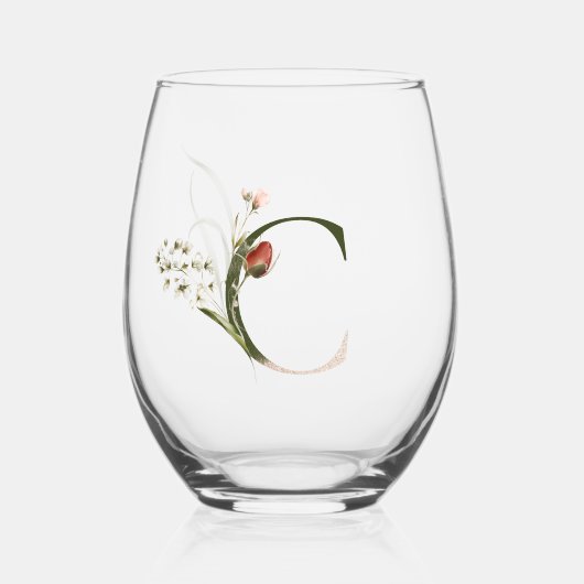 Anfangsbuchstaben C für Weibchen Weinglas Ohne Stiel (Vorderseite)
