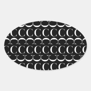 Anfangsbuchstaben C Ovaler Aufkleber