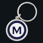 Anfangsbuchstaben der klassischen Marine Schlüsselanhänger<br><div class="desc">Moderner mit Monogramm Schlüsselanhänger mit Monogramm als Initial in Marineblau und Weiß.</div>