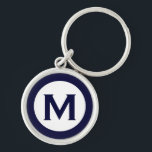 Anfangsbuchstaben der klassischen Marine Schlüsselanhänger<br><div class="desc">Moderner mit Monogramm Schlüsselanhänger mit Monogramm als Initial in Marineblau und Weiß.</div>