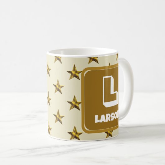 Anfangsbuchstaben der Monogram der Gold-Star-Famil Kaffeetasse (VorderseiteRechts)