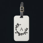 Anfangsbuchstaben der neutralen Creme des botanisc Gepäckanhänger<br><div class="desc">Ein handgezeichneter,  halbmondfarbener Kranz aus Blätter und Lorbeeren umgibt Ihr Monogramm oder Ihren Initialzünder. Klicken Sie auf die Schaltfläche Anpassen,  um die Hintergrundfarbe zu ändern oder um mehr Text hinzuzufügen.</div>