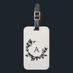 Anfangsbuchstaben der neutralen Creme des botanisc Gepäckanhänger<br><div class="desc">Ein handgezeichneter,  halbmondfarbener Kranz aus Blätter und Lorbeeren umgibt Ihr Monogramm oder Ihren Initialzünder. Klicken Sie auf die Schaltfläche Anpassen,  um die Hintergrundfarbe zu ändern oder um mehr Text hinzuzufügen.</div>
