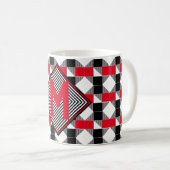 Anfangsbuchstaben der roten und schwarzen geometri kaffeetasse (VorderseiteRechts)