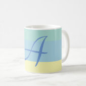 Anfangsbuchstaben des blauen gelben Farbblocks Kaffeetasse (VorderseiteRechts)