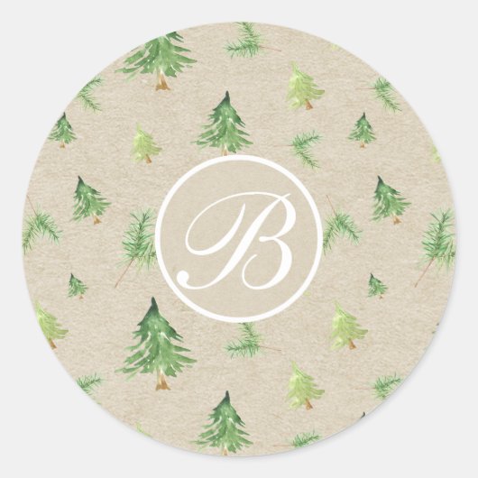 Anfangsbuchstaben des Gastgeschenks der Pine Runder Aufkleber (Vorderseite)