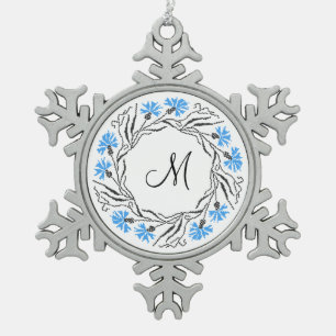 Anfangsbuchstaben des Kreissymbols Schneeflocken Zinn-Ornament