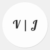 Anfangsbuchstaben des Paares auf Schwarz und Weiß  Runder Aufkleber (Vorderseite)