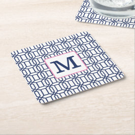 Anfangsbuchstaben des weißen Octagon Monogram Rechteckiger Pappuntersetzer