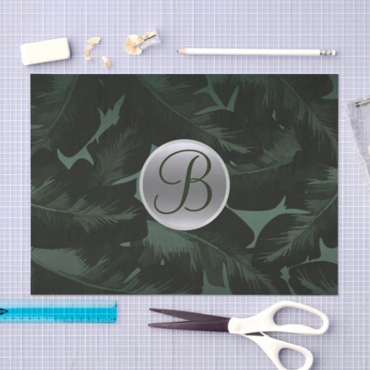 Anfangsbuchstaben dunkelgrüner tropischer Blätter Seidenpapier (Handwerk)