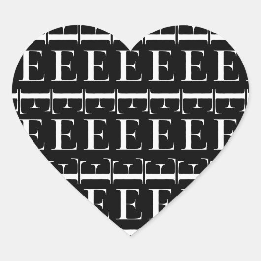 Anfangsbuchstaben E Herz-Aufkleber (Vorderseite)